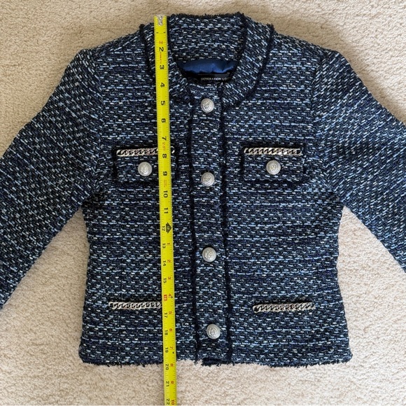 Generation Love Navy Cropped Tweed Kristen Blazer Jacket with Silver Chain, XS - Picture 8 of 11
